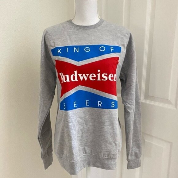 Budweiser King of Beers grey Sweatshirt Sz Small Unisex - Picture 1 of 7